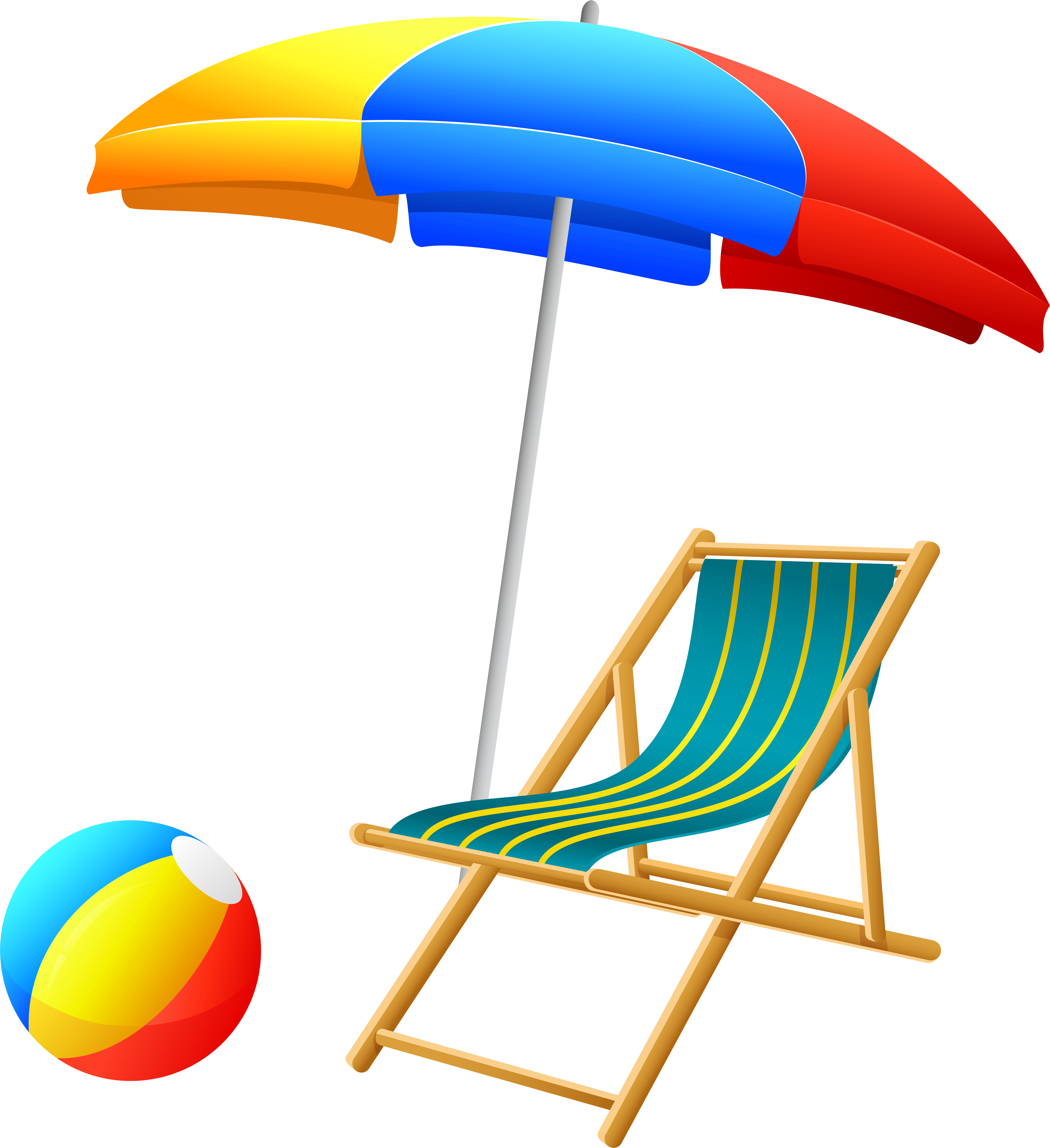 Download Beach Umbrella With Chair And Ball Png Clip Art Transparent