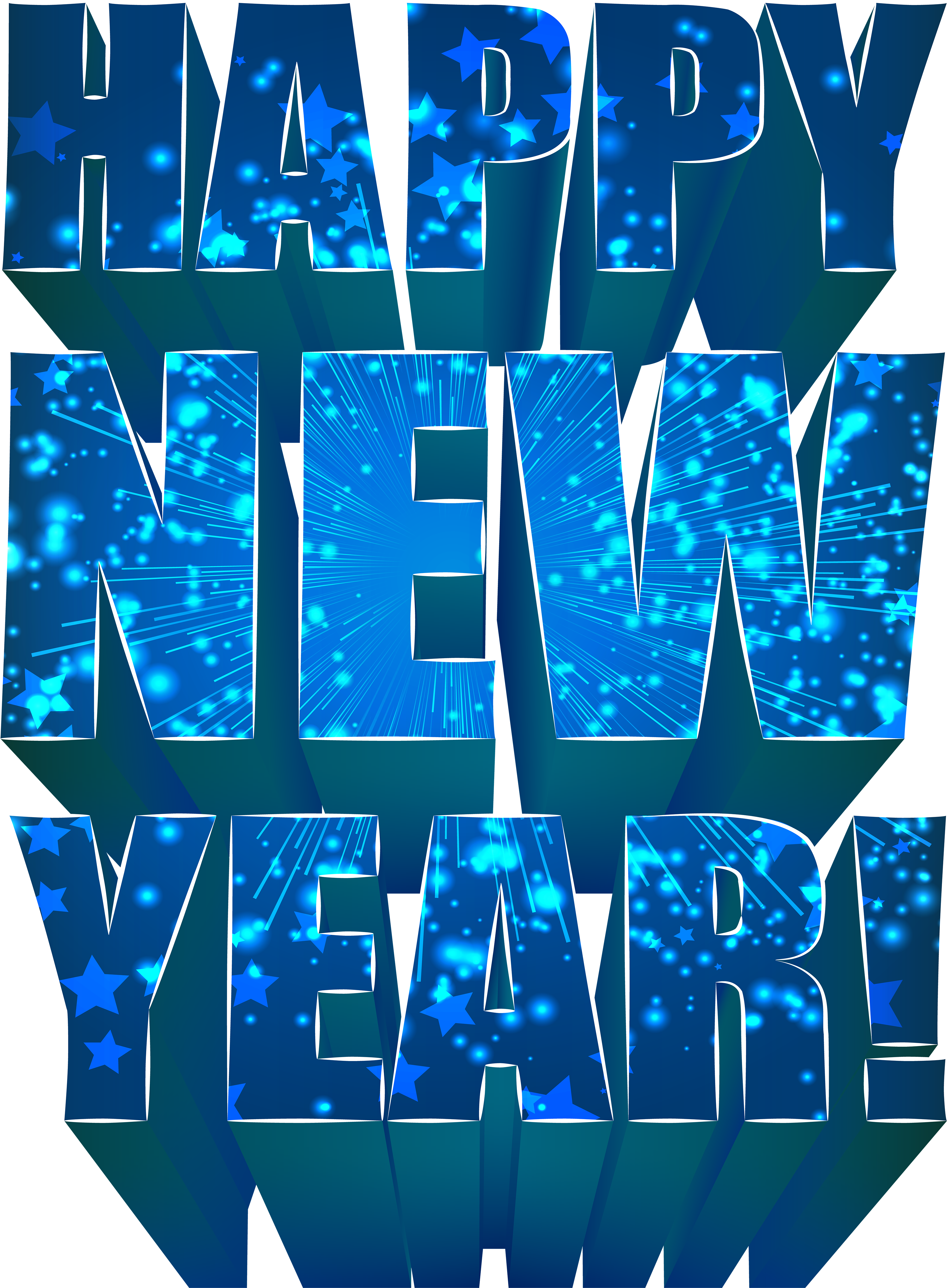 Happy New Year Blue Png Clipart (3711x5000), Png Download