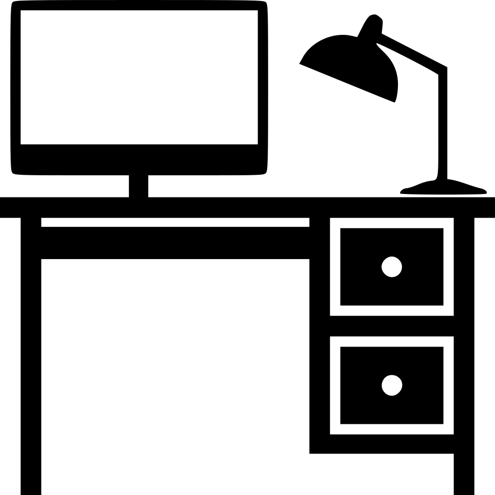 Banner Black And White Desk Svg Png Icon Download Onlinewebfonts - Office Desk Icon Png Clipart (980x980), Png Download