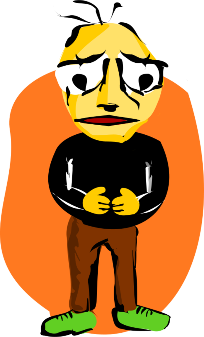 Sad Man With Open Stance Clipart (486x800), Png Download