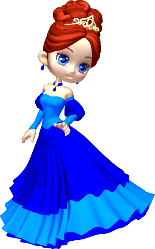 Princess In Blue Poser Png Clipart - Princess Clipart Transparent Png (500x800), Png Download