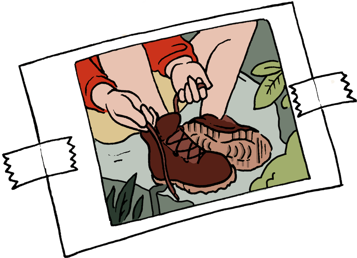 Peerdom Polaroid Hiking Shoes - Cartoon Clipart (1200x867), Png Download