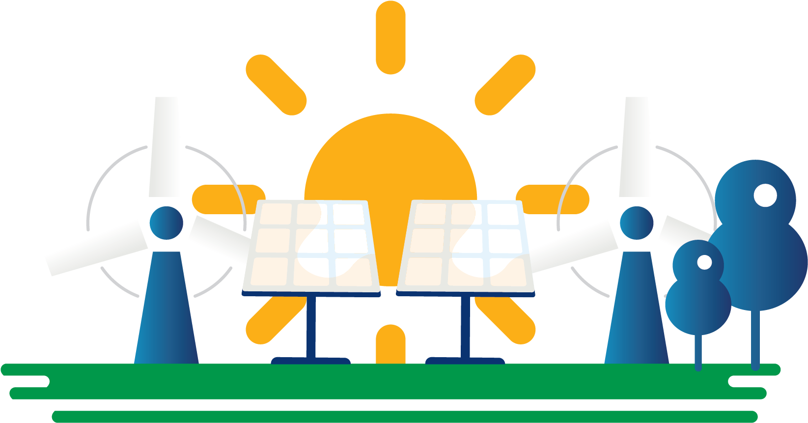 Solar Panels Wind Turbine Illustration - Wind Turbine Clipart (3800x1000), Png Download