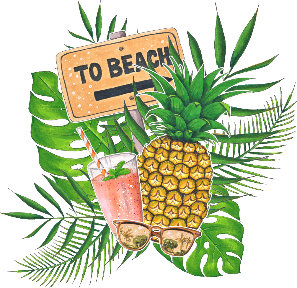 Hand Painted Tropical Fruit Drink Png Transparent - Hawaii Retirement Party Clipart (1024x1024), Png Download