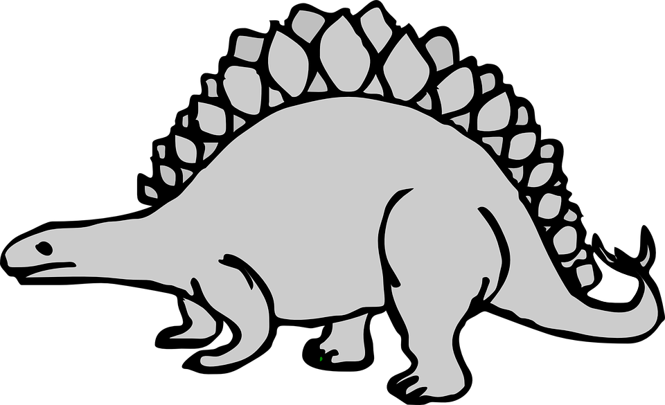 Stegosaurus Clipart Fossil - Stegosaurus Black And White Cartoon - Png Download (960x585), Png Download