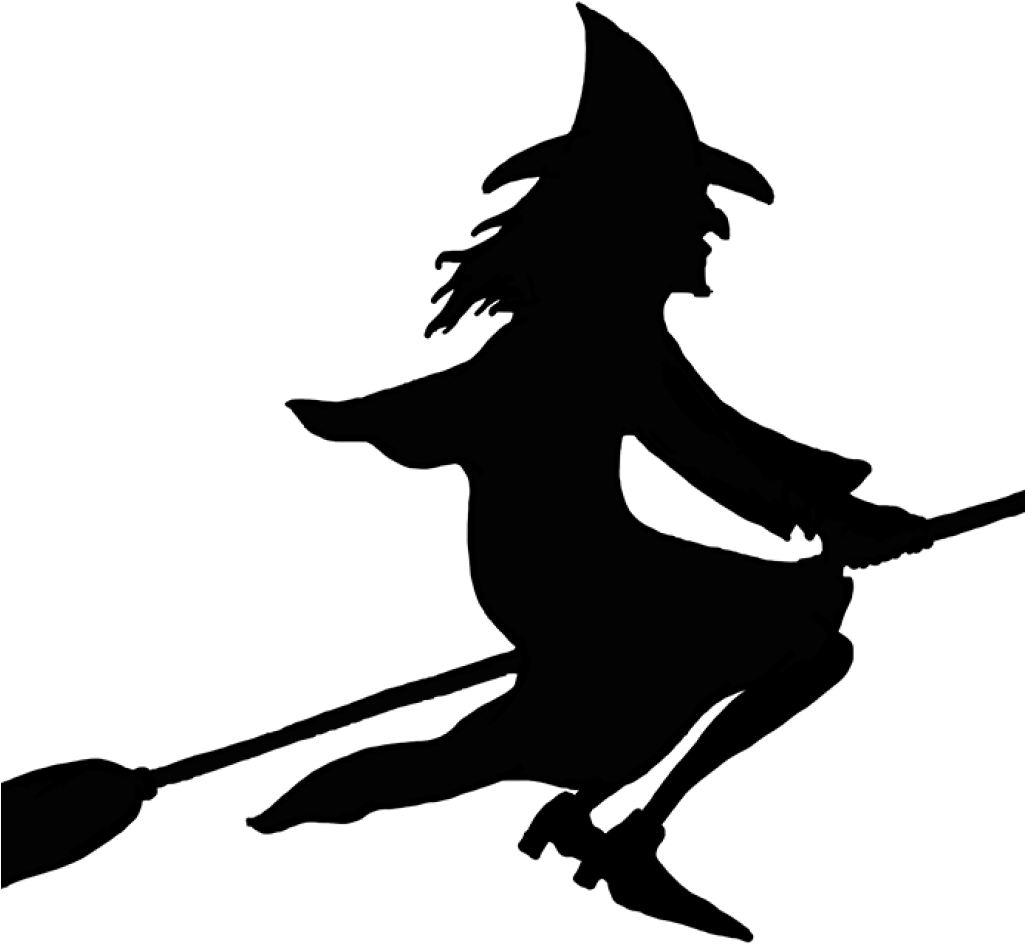 Witch On Broom Clipart Witch On Broomstick Silhouette - Transparent Background Witch Clipart - Png Download (1024x1024), Png Download