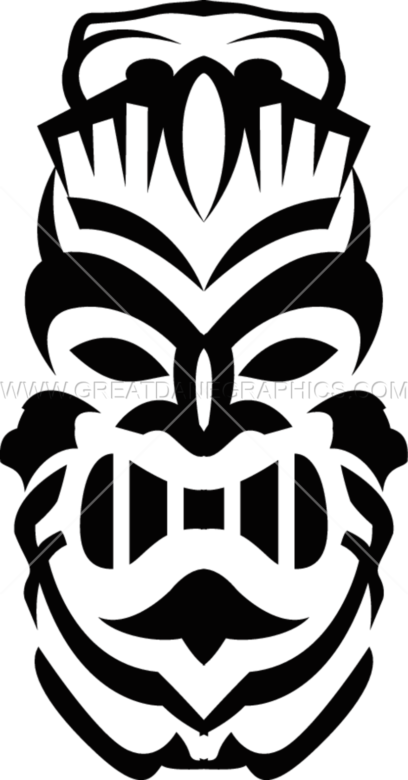 Stencil Totem Transprent - Tiki Clip Art Black And White - Png Download (825x1576), Png Download