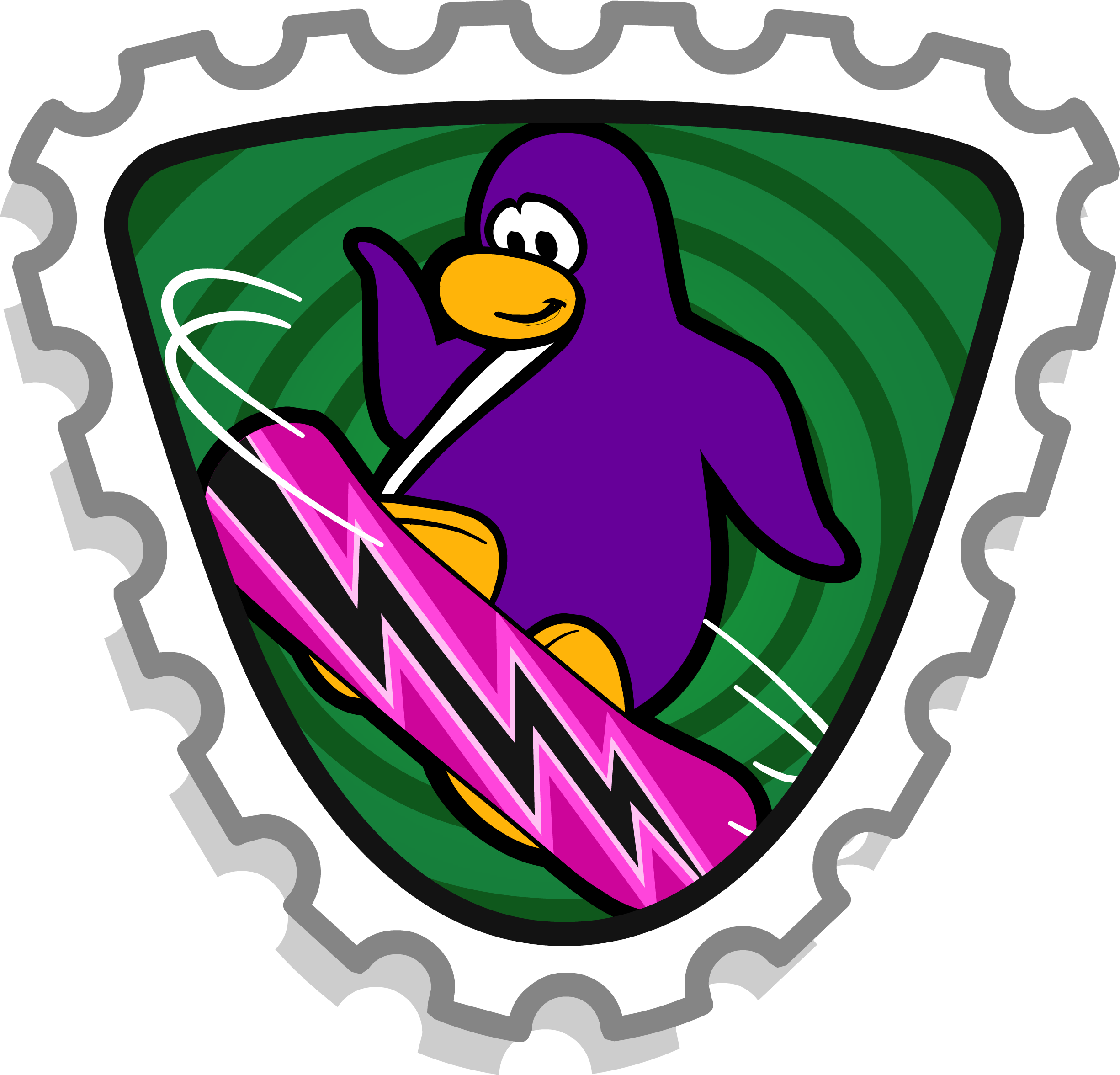 Snowboarder Stamp Club Penguin - Club Penguin Stamps Clipart (2451x2352), Png Download