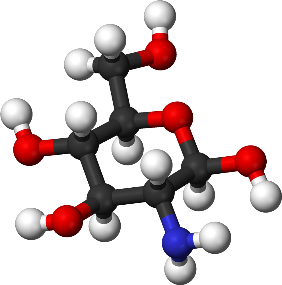 Stick And Ball Model Of The Glucosamine Molecule - Estructura De La Quitina 3d Clipart (594x599), Png Download