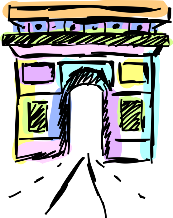 Vector Illustration Of Arc De Triomphe Triumphal Arch - Arc De Triomphe Clipart (555x700), Png Download
