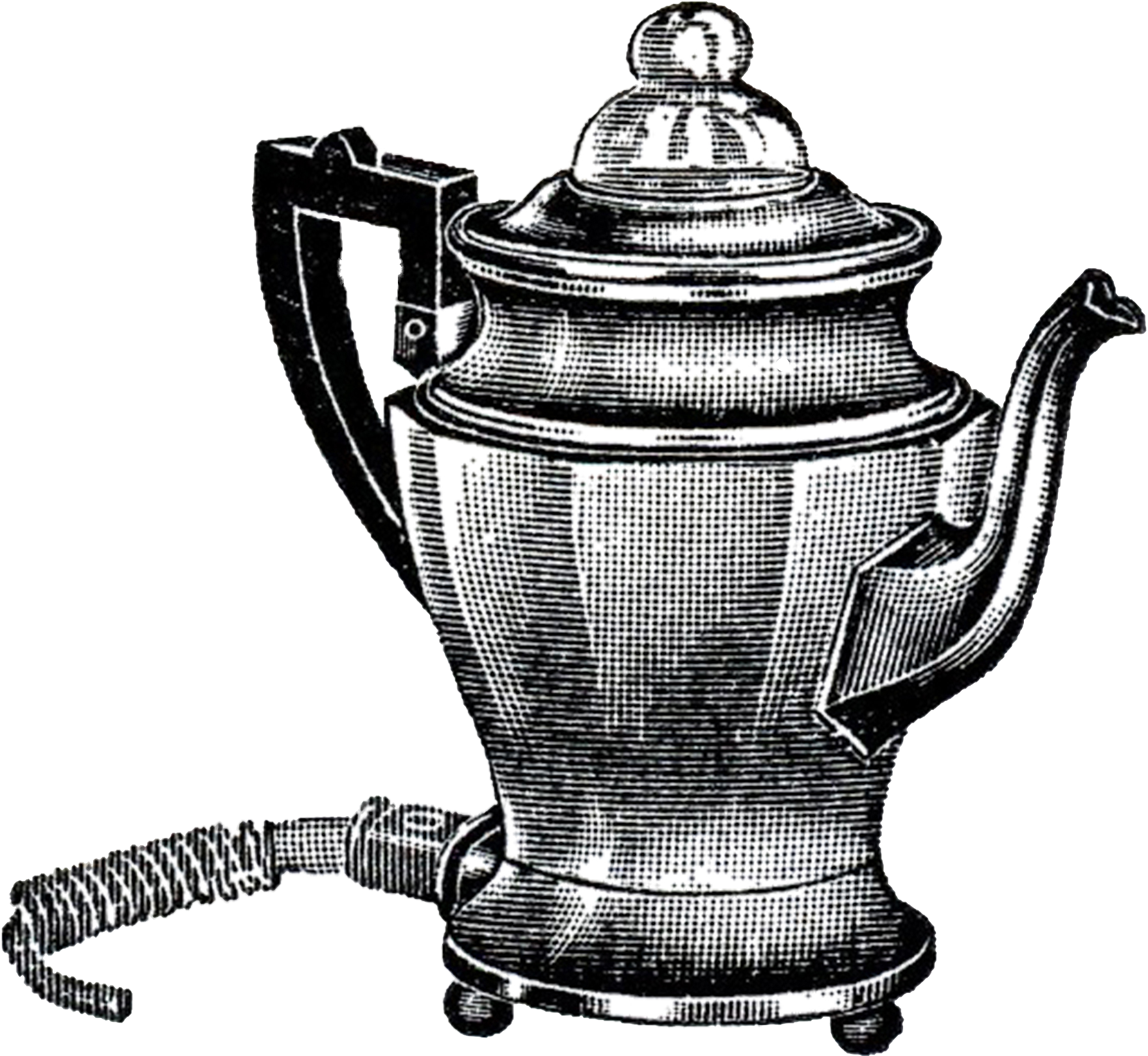 Retro Coffee Pot Clear Clipart (1800x1662), Png Download