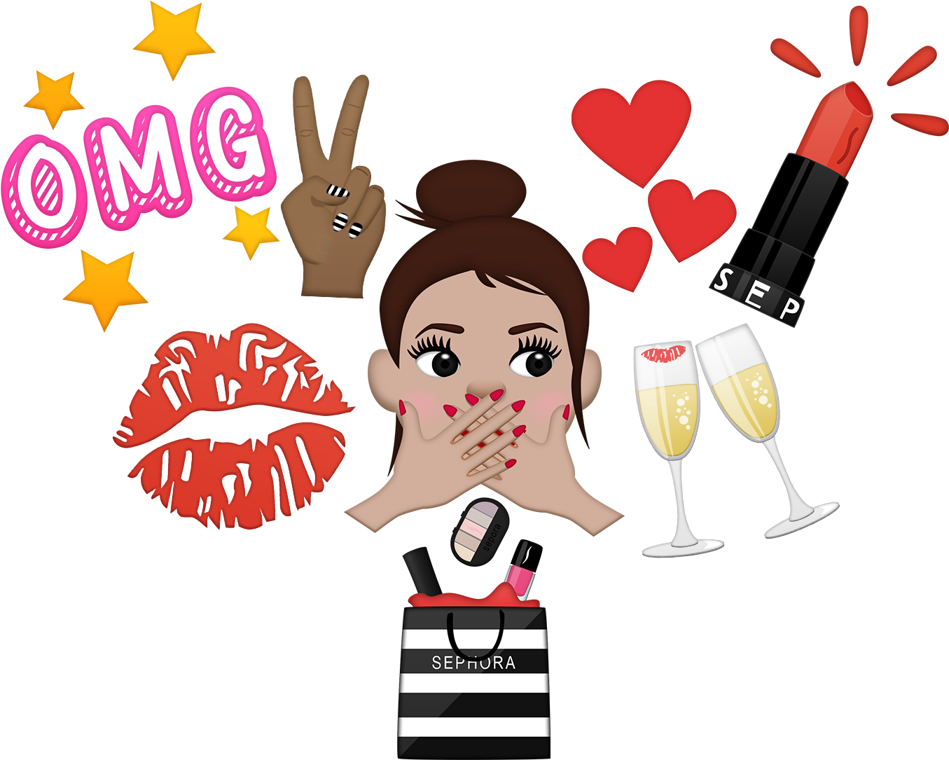 Powering Best In Class Sticker Apps For The World's - Sephora Emoji Clipart (1360x1130), Png Download