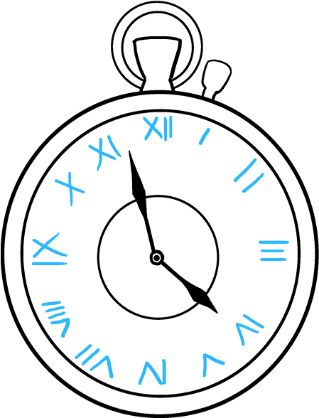 How To Draw Pocket Watch - Pocket Watch Drawing Clipart (680x678), Png Download