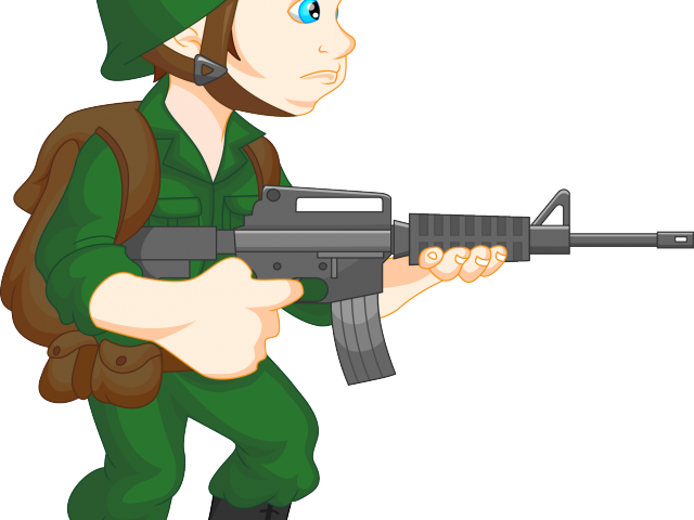 Assault Riffle Clipart Soldier Gun - Soldier Cartoon - Png Download (640x480), Png Download