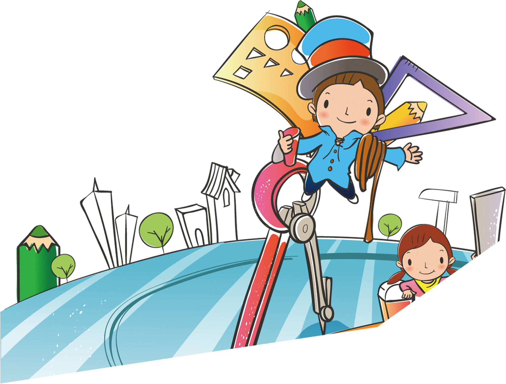 Drawing Area Cartoon - Big Book Of Science And Math Puzzle Activities Clipart (1644x1340), Png Download