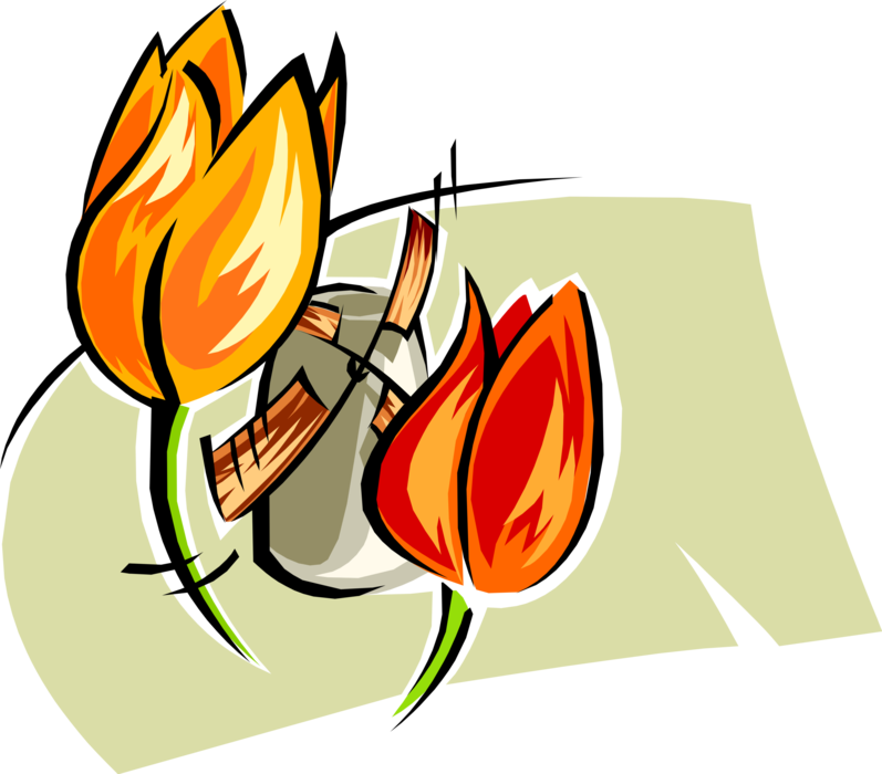 Vector Illustration Of Dutch Tulip Bulbous Plant Flowers Clipart (797x700), Png Download