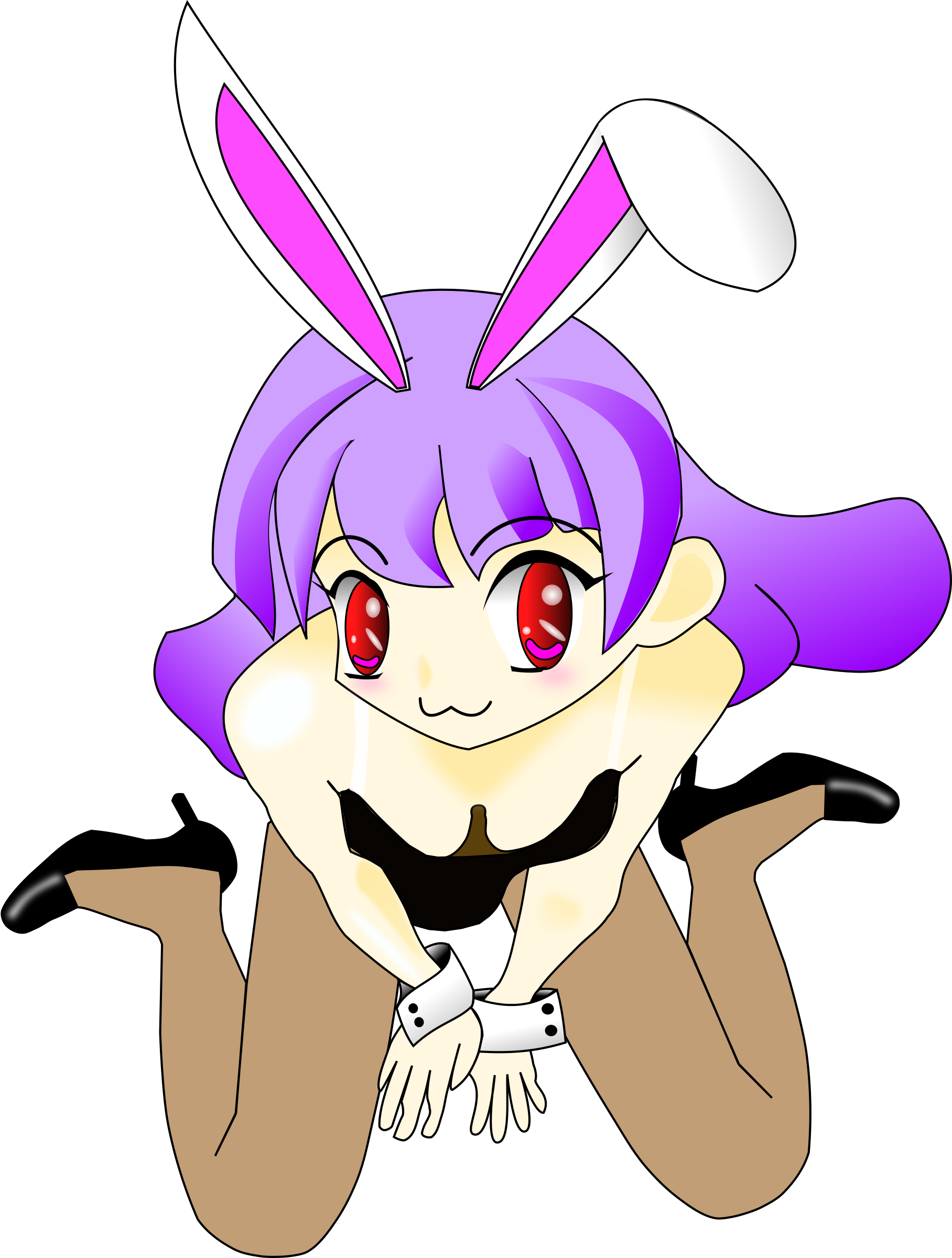 Girl With Purple Hair Big Image Png - Anime Girls Bunny Ears Purple Hair Clipart (1816x2400), Png Download