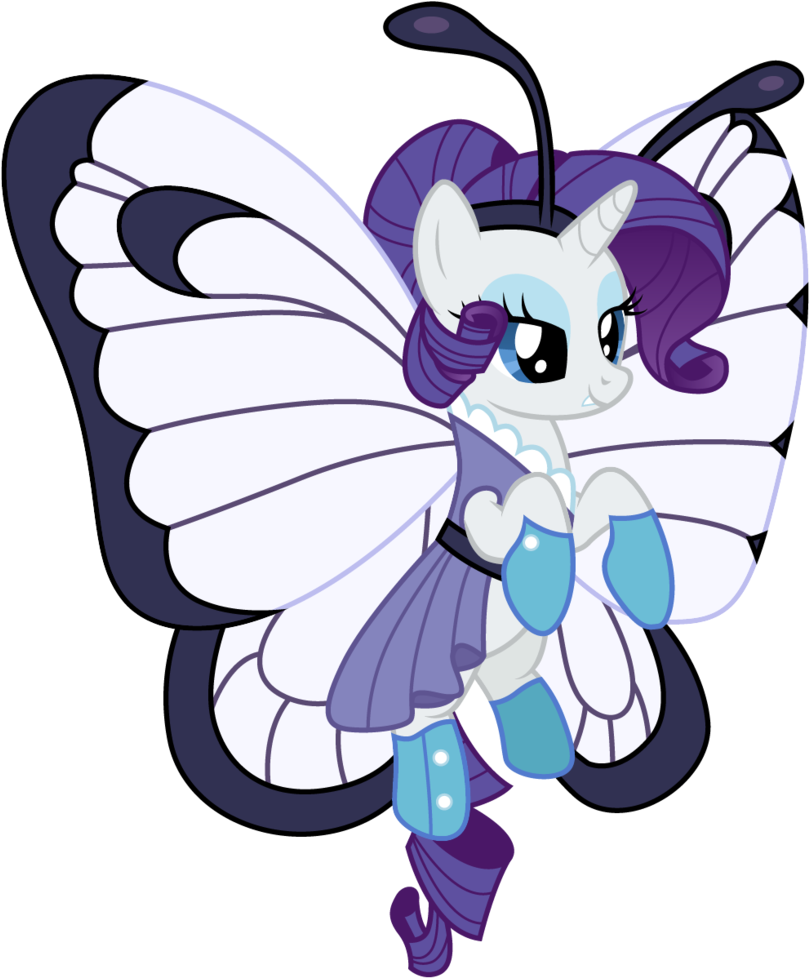 Rainbow Butterfly Clipart Magical - Rarity - Png Download (817x977), Png Download