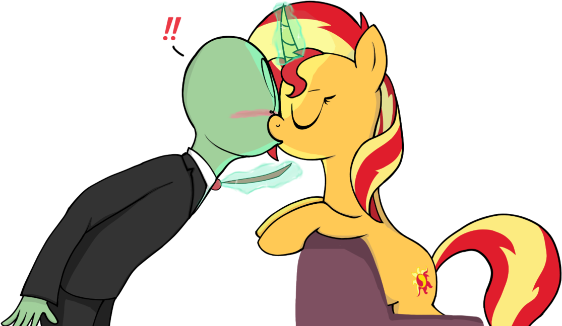 Zharkaer, Blushing, Chair, Curved Horn, Equestria Girls, - Anon X Sunset Shimmer Clipart (1280x752), Png Download