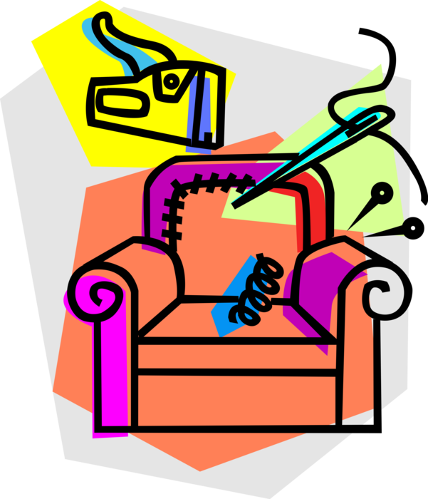 Vector Illustration Of Reupholstery Business Reupholstering - Upholsterer Clipart (601x700), Png Download