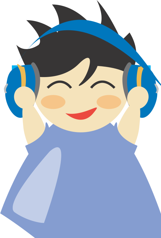 Free Boy With Headphone5 Listening With Headphones Cartoon Clipart