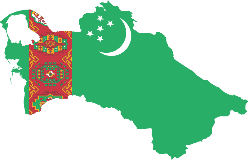 Turkmenistan Flag Map Clipart (800x516), Png Download