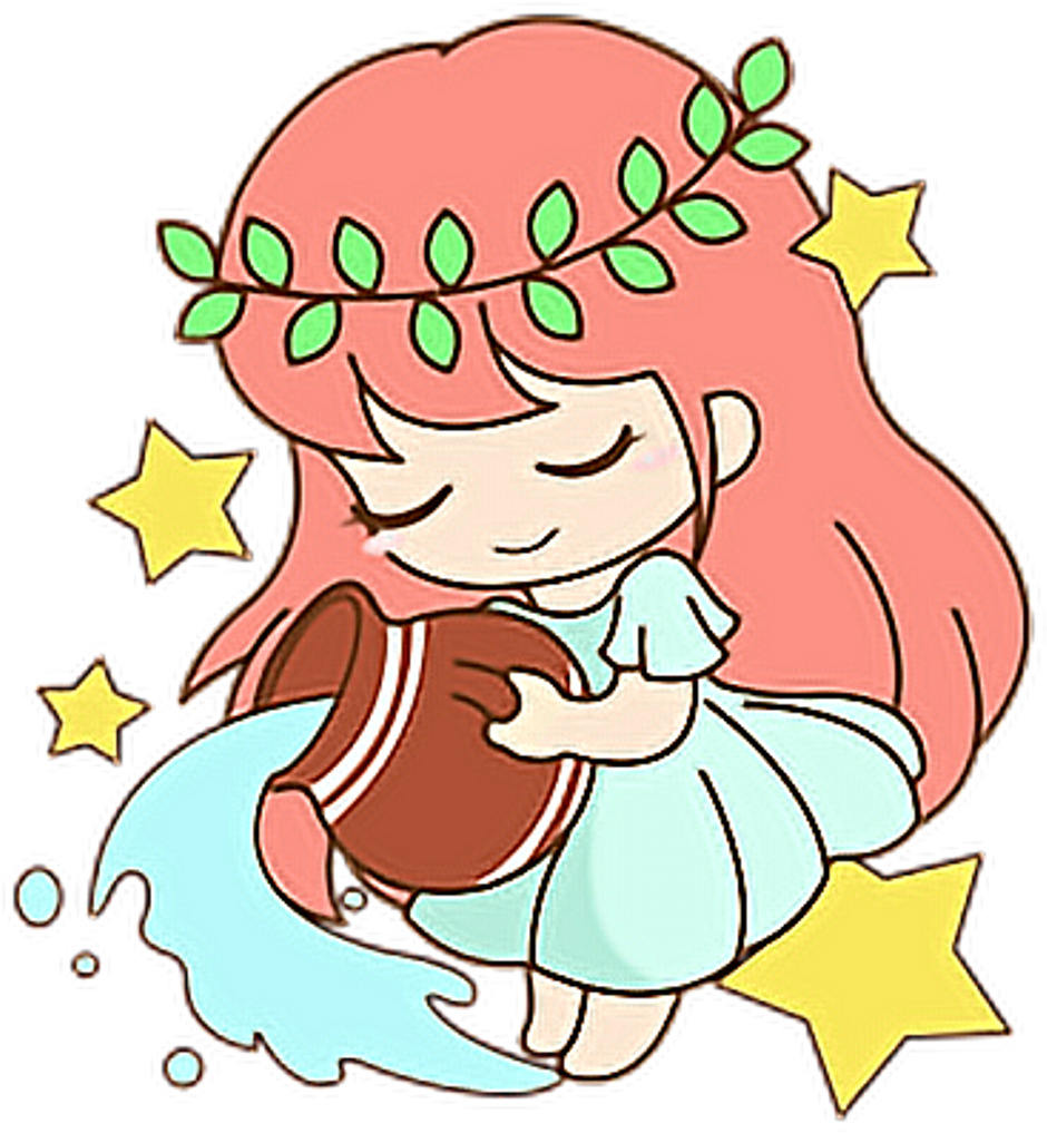 Constellation Cute Aquarius Girl Watercarrier Waterbear - Aquarius Clipart (1024x1024), Png Download