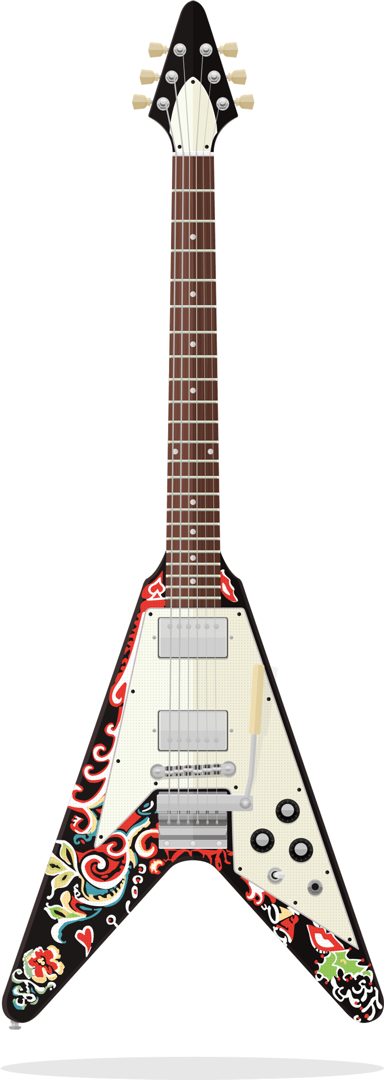 Gibson Flying V - Las Guitarras De Jimi Hendrix Clipart (868x2200), Png Download
