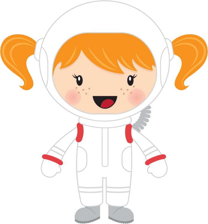 Medium Image - Girl Astronaut Cartoon Clipart (696x748), Png Download