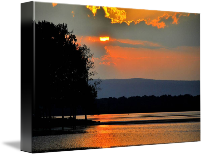 Drawing Rivers Sunset Png Royalty Free Download - Gallery-wrapped Canvas Art Print 16 X 11 Entitled Chickamauga Clipart (650x497), Png Download