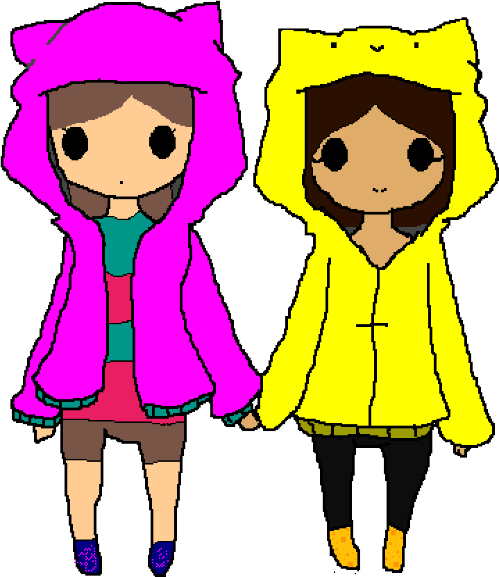 A Shy Friend And A Happy Friend - Nerdy Anime Gril Clipart (1000x1000), Png Download