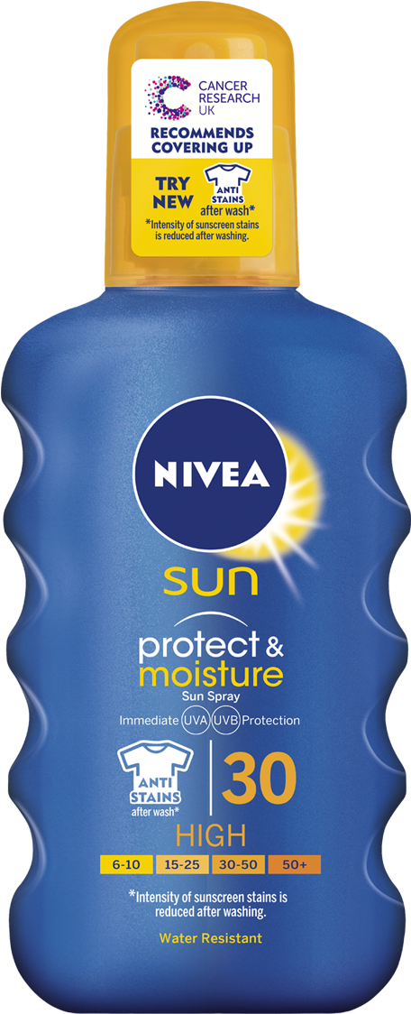 Protect Moisture Sun Spray Spf Png Transparent Sunscreen - Nivea Sun Protect & Moisture Sun Spray Spf30 Clipart (1010x1180), Png Download