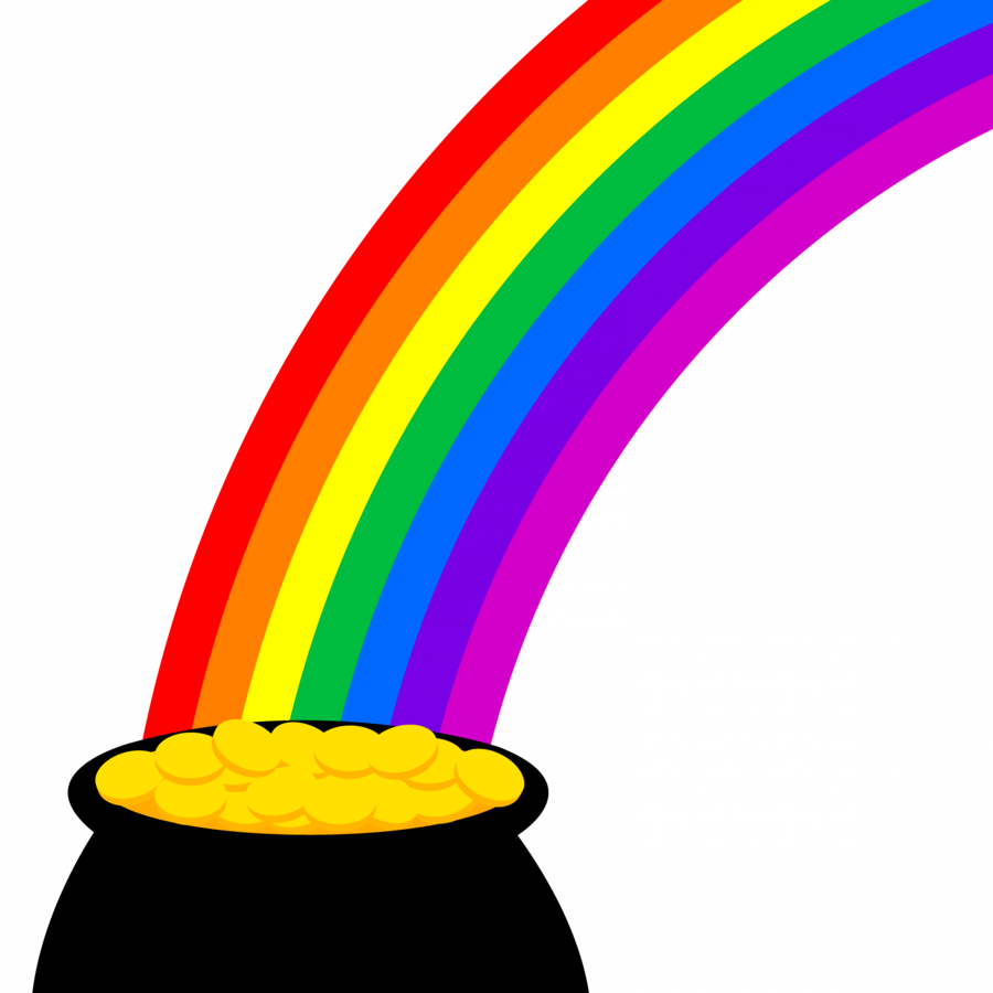 Download Pot Of Gold Clipart Gold Clip Art Rainbow - Pot Of Gold With Rainbow Png Transparent Png (900x900), Png Download
