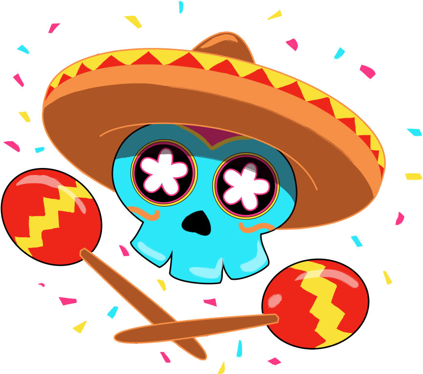 Maracas Crossed With Skull Clipart (899x765), Png Download