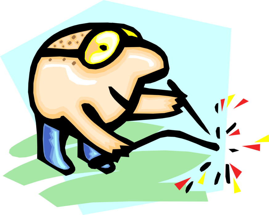 Vector Illustration Of Arc Welder With Torch And Protective - Illustration Clipart (873x700), Png Download