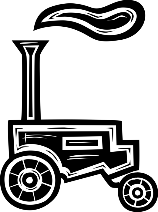 Vector Illustration Of Antique Farming And Agriculture - Tractor Clipart (521x700), Png Download