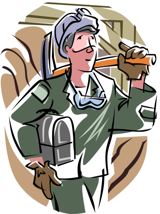 Vector Illustration Of Miner Carries Lunchbox And Mining - Cartoon Clipart (522x700), Png Download