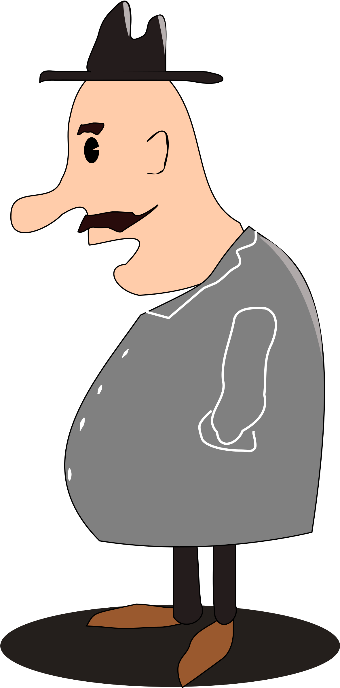 Man In Coat Cartoon Transparent Clipart (500x1000), Png Download