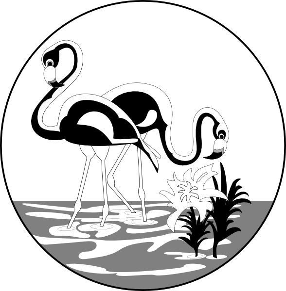 Free Black And White Flamingo Clipart (588x600), Png Download