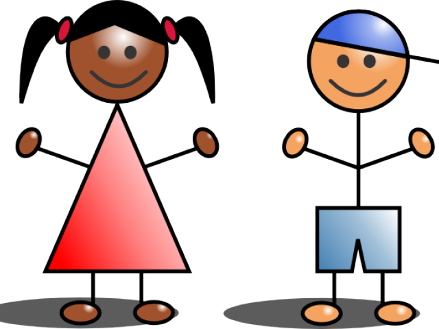 Little Girl Clipart Stick Figure - Stick Kids Clip Art - Png Download (640x480), Png Download
