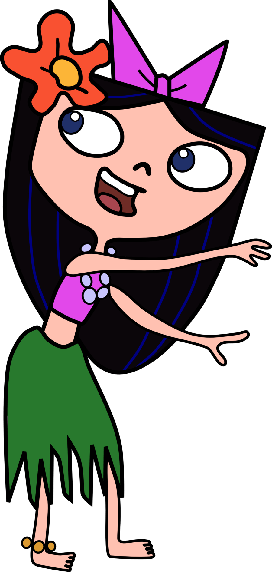 Cartoon Hula Dancer - Phineas And Ferb Hula Clipart (617x1295), Png Download