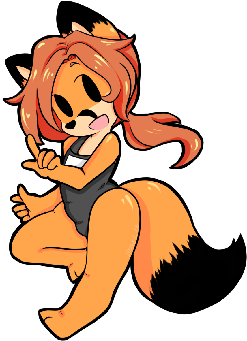 Foxy Bathing Suit Sticker - Cartoon Clipart (1024x1197), Png Download
