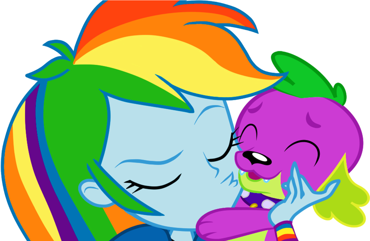 You Can Click Above To Reveal The Image Just This Once, - Spike X Rainbow Dash Kiss Clipart (1280x829), Png Download
