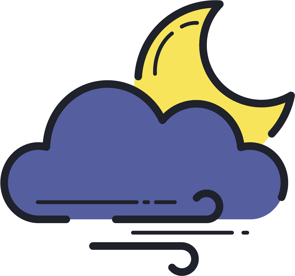 Windy Night Icon - Night Png Icon Clipart (1600x1600), Png Download