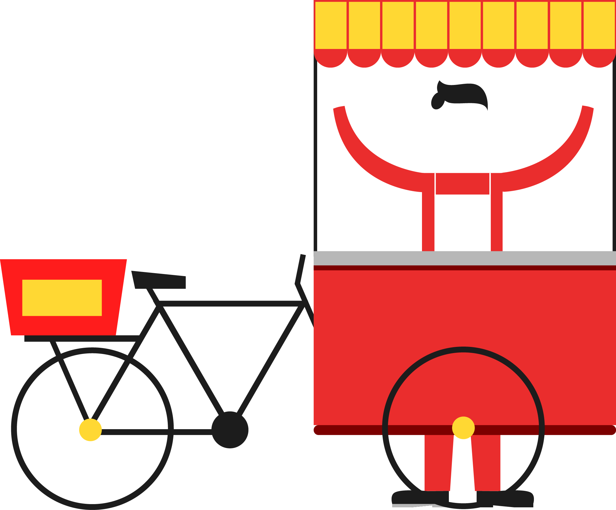 Flea Shopping Cartoon Dining Car Transprent Png - Wet Market Clipart (2086x1729), Png Download