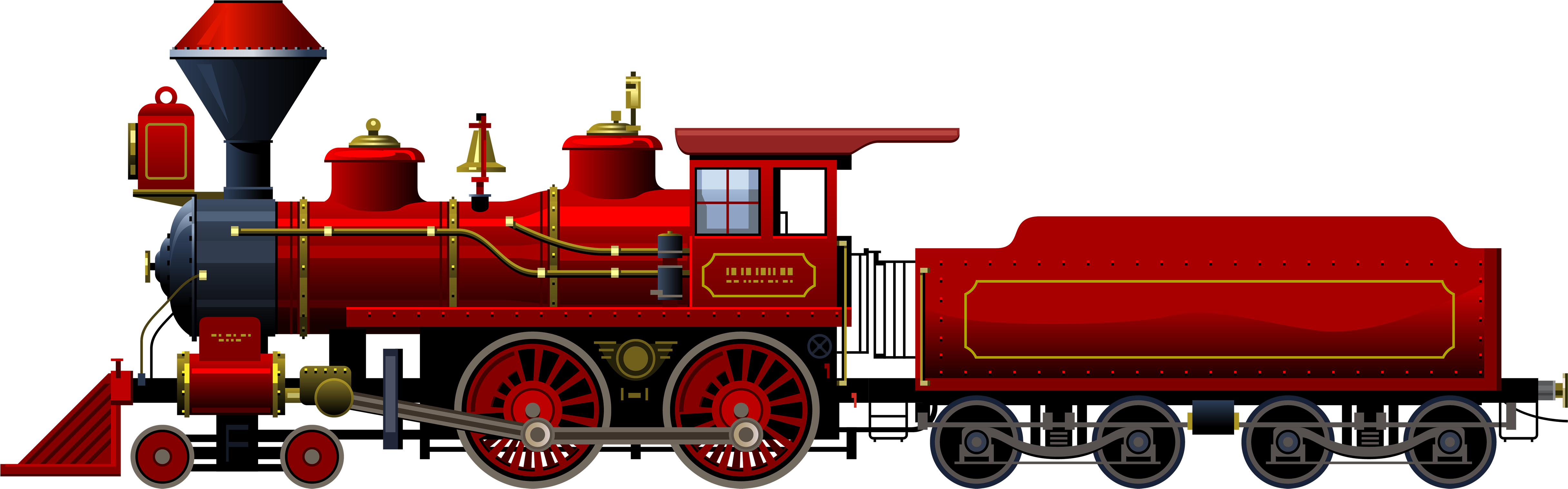 Land Clipart Transportation - Red Locomotive - Png Download (5000x1776), Png Download
