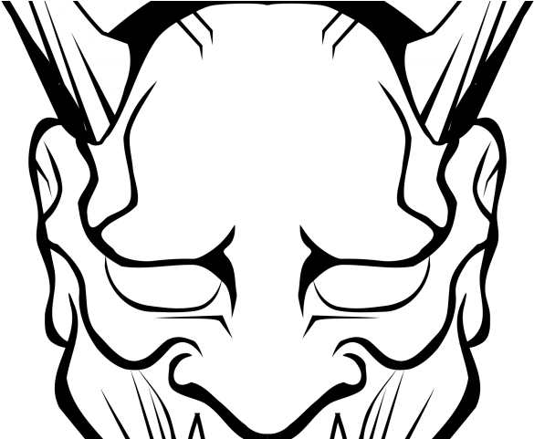 Mask Clipart Line Art - Oni Mask Drawing - Png Download (640x480), Png Download