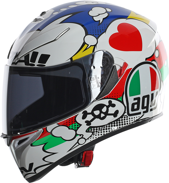 Surf Art Graphics - Agv K-3 Sv Comic Helmet-blue-red-black-white-ms Clipart (700x700), Png Download