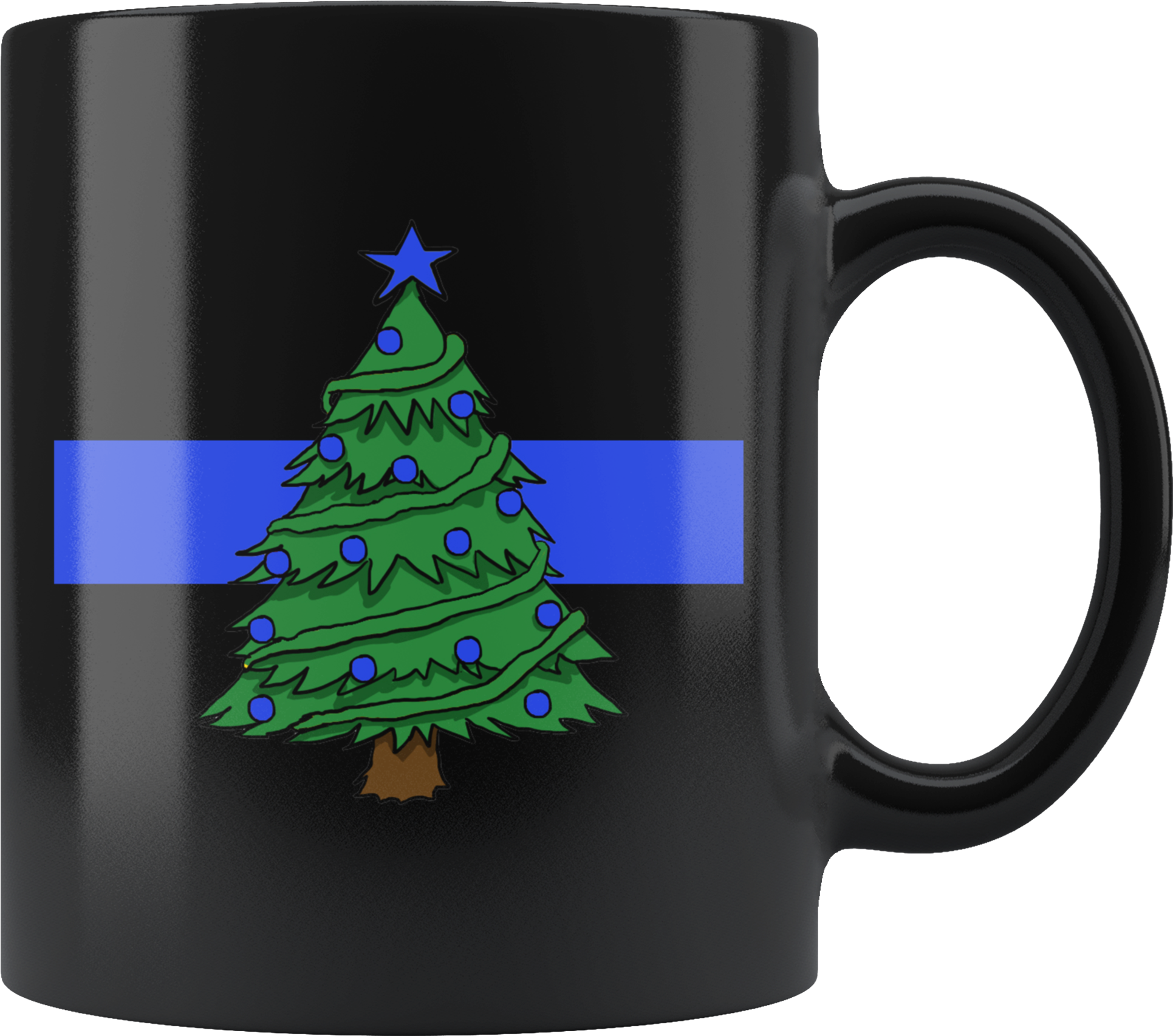 Thin Blue Line Christmas Tree Mug - Mug Clipart (2000x2000), Png Download