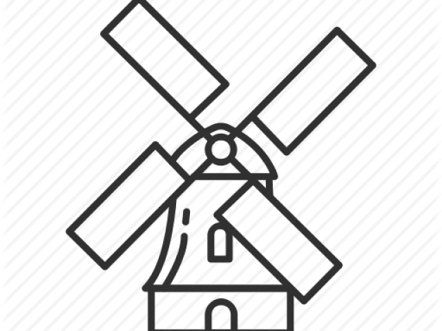 Dutch Windmill Outline Clipart (640x480), Png Download